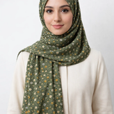 شال زنانه مدل پلیسه ریز رنگ سبز