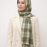 شال زنانه مدل پلیسه ریز رنگ سبز