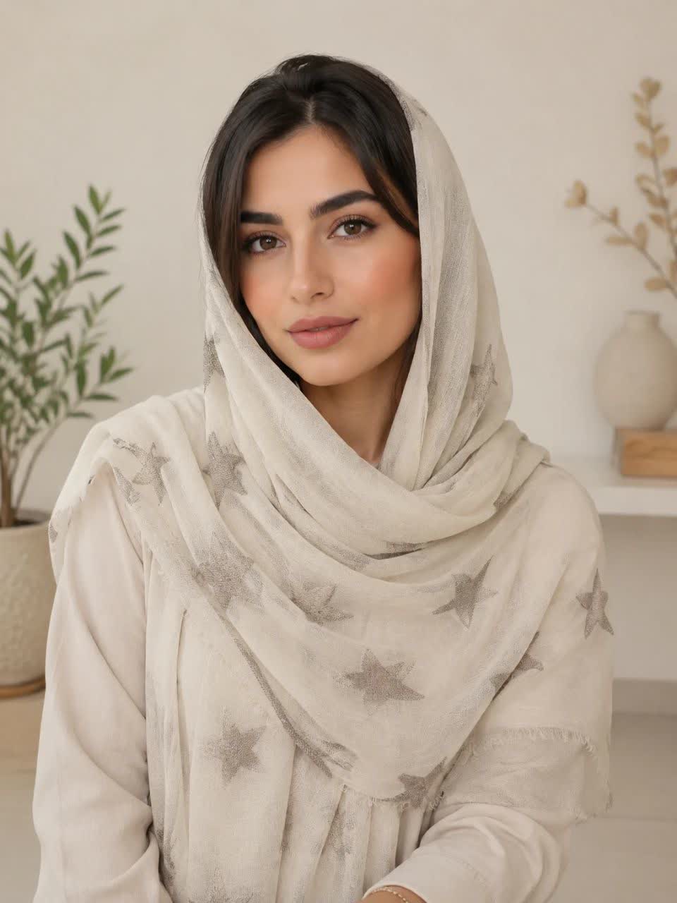 شال زنانه جنس کنفی وارداتی مدل متالیک