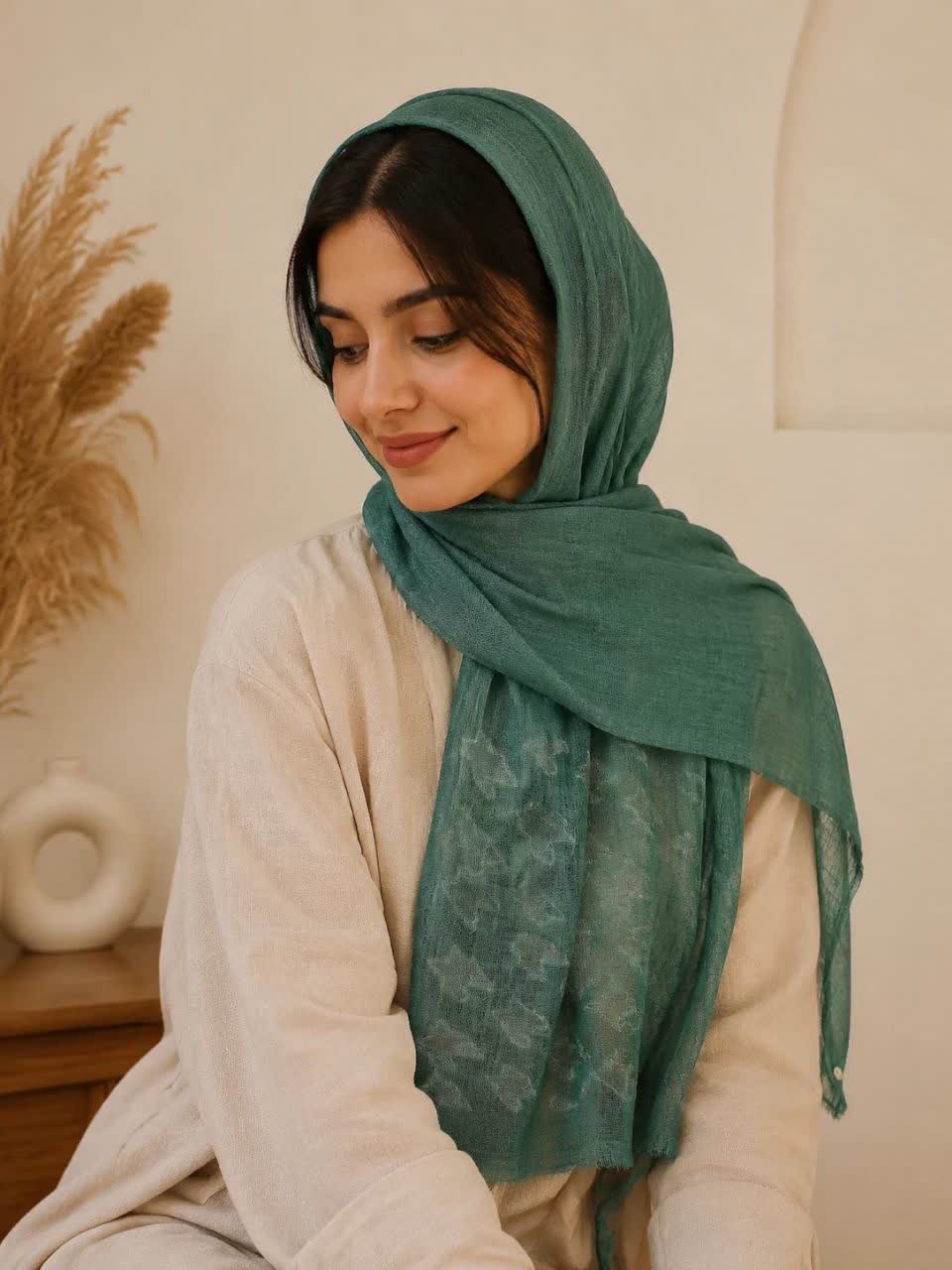 شال زنانه جنس نخ کنفی وارداتی مدل متالیک