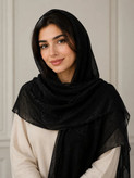 شال زنانه نخی پارچه وال رنگ مشکی