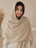 شال زنانه نخی مدل دونه برفی رنگ کرم