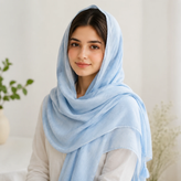 شال زنانه نخی مدل دونه برفی رنگ آبی آسمانی