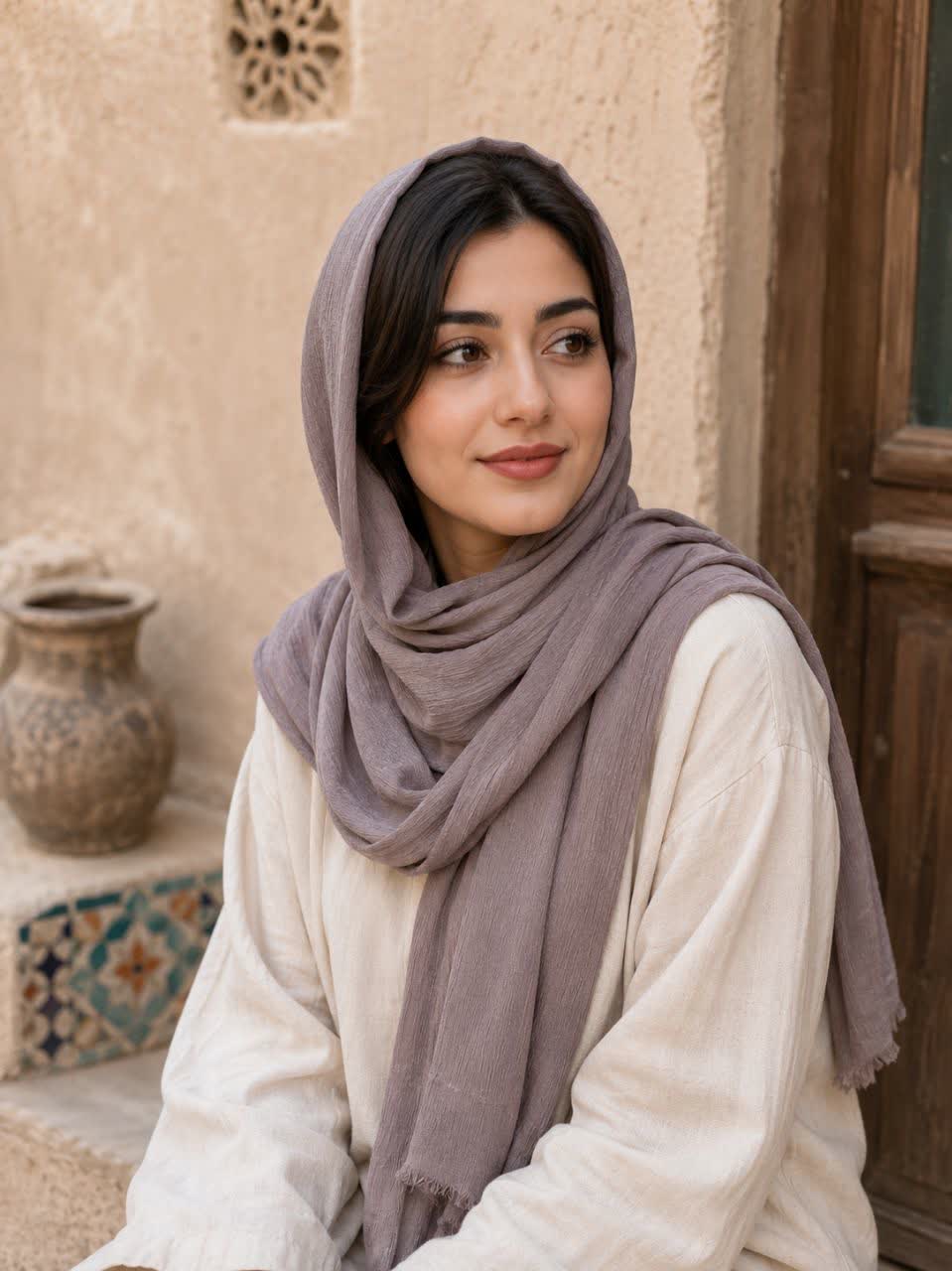 شال زنانه جنس سوپر نخ مدل پلیسه ریز