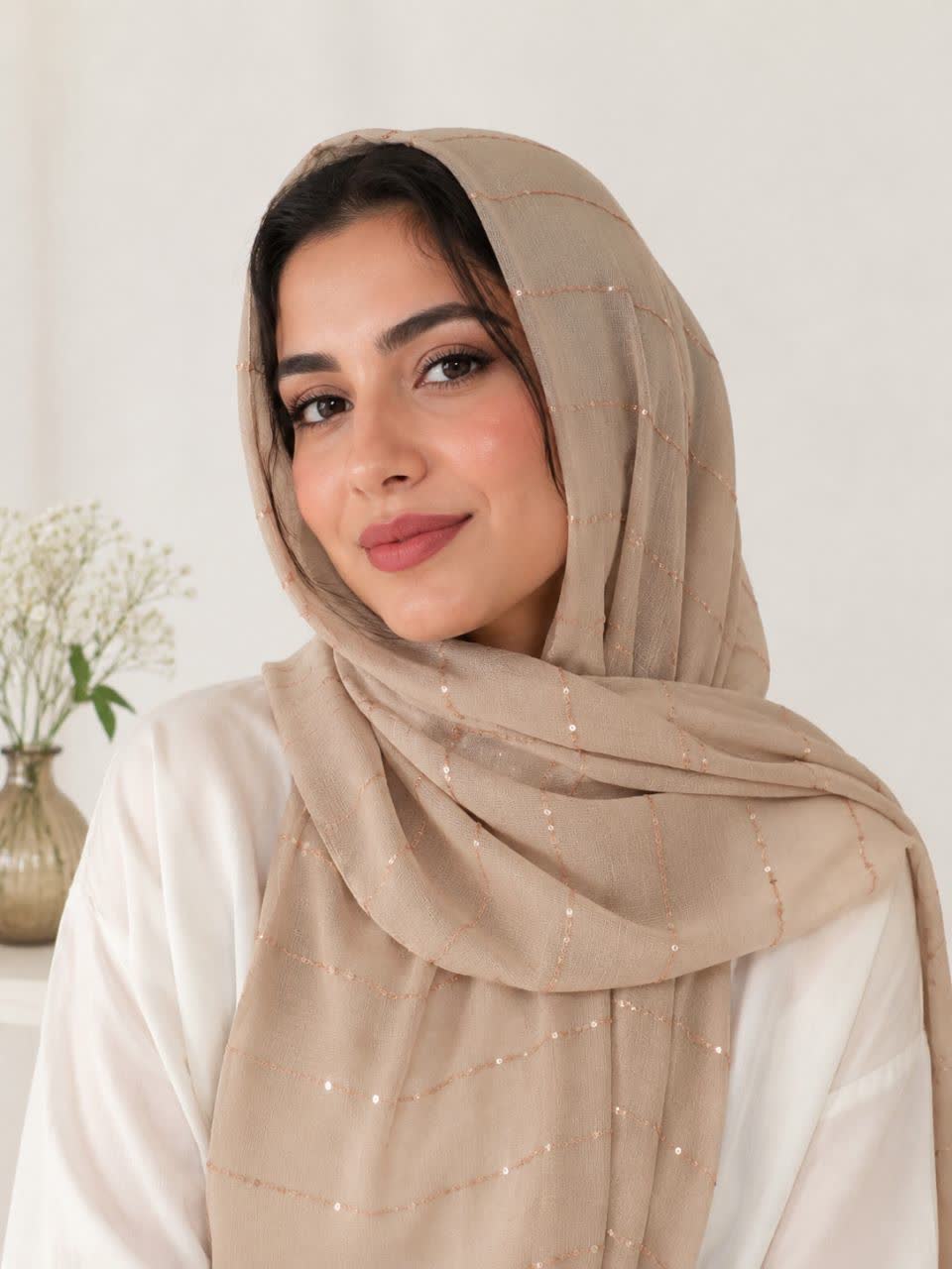شال زنانه نخی مجلسی پولکی