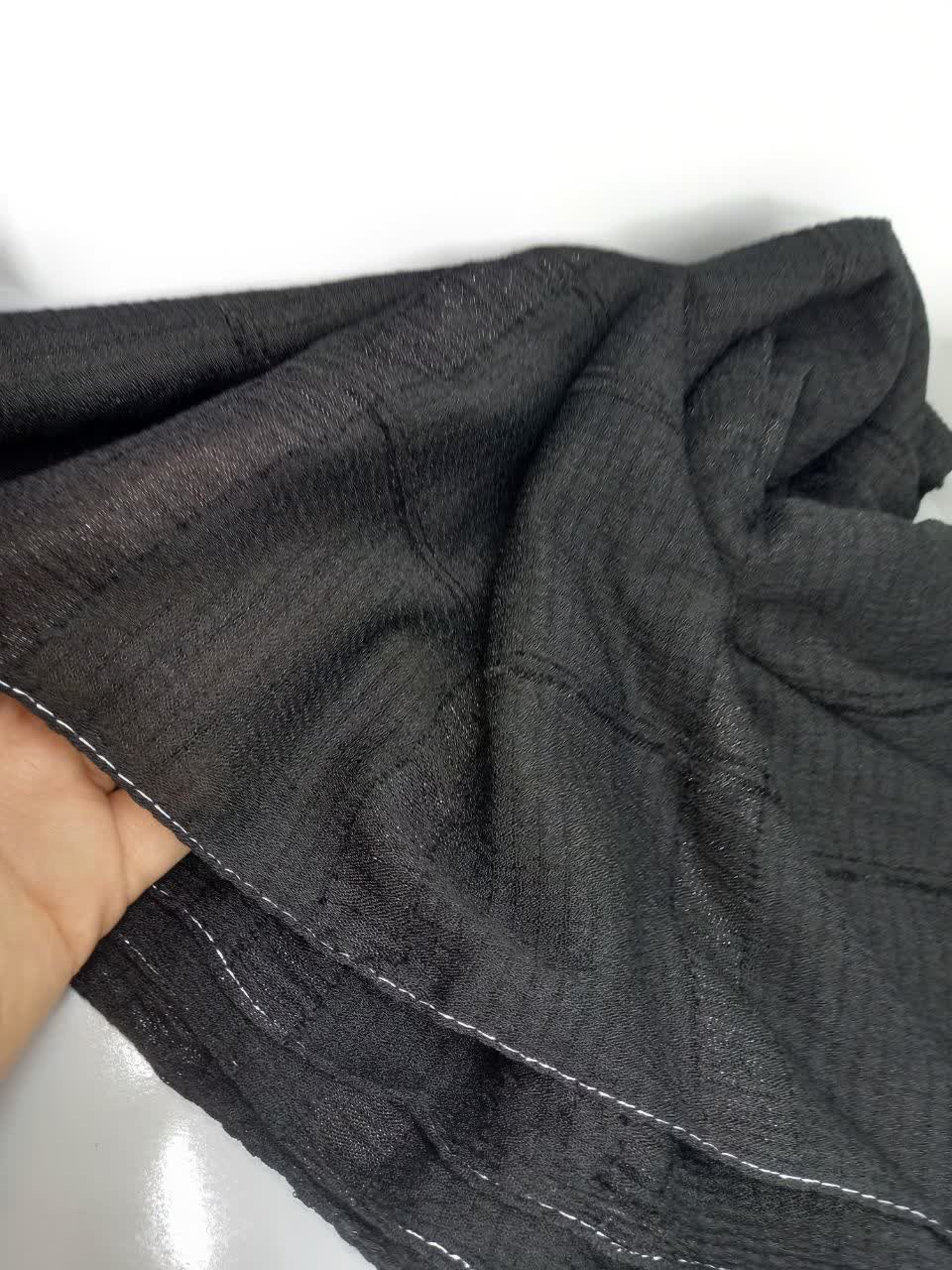 شال مشکی نخی طرح چهارخونه _ منگوله دار سبک و مجلسی