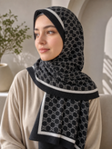 شال نخی سفید مشکی