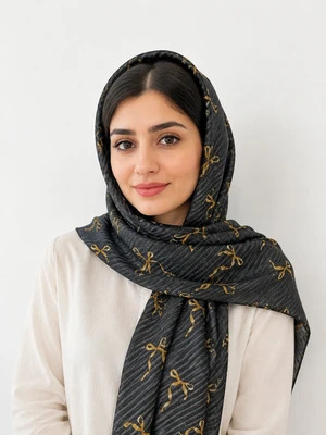 شال زنانه طرحدار مدل پاپیونی۲