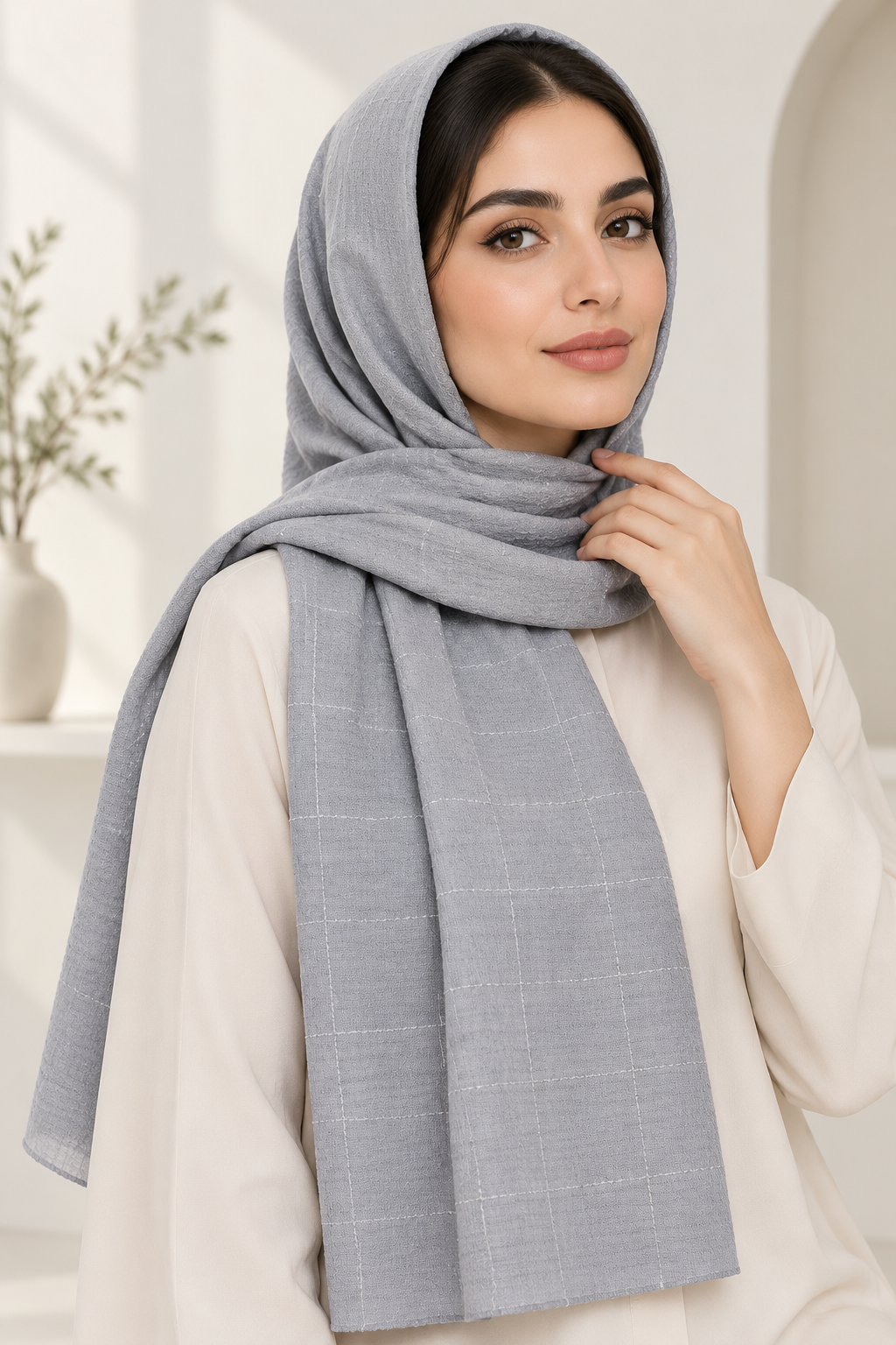 شال زنانه مدل چهارخونه مخمل