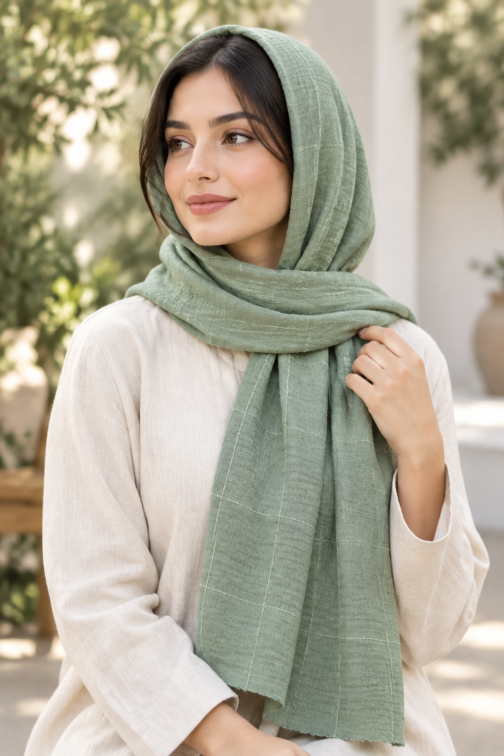 شال زنانه مدل چهارخونه مخمل
