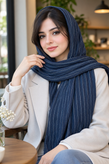 شال زنانه نخی پلیسه ریز مدل خط دار