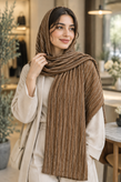 شال زنانه نخی پلیسه ریز مدل خط دار