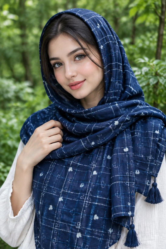 شال زنانه نخی طرحدار قلبی سبک و راحت