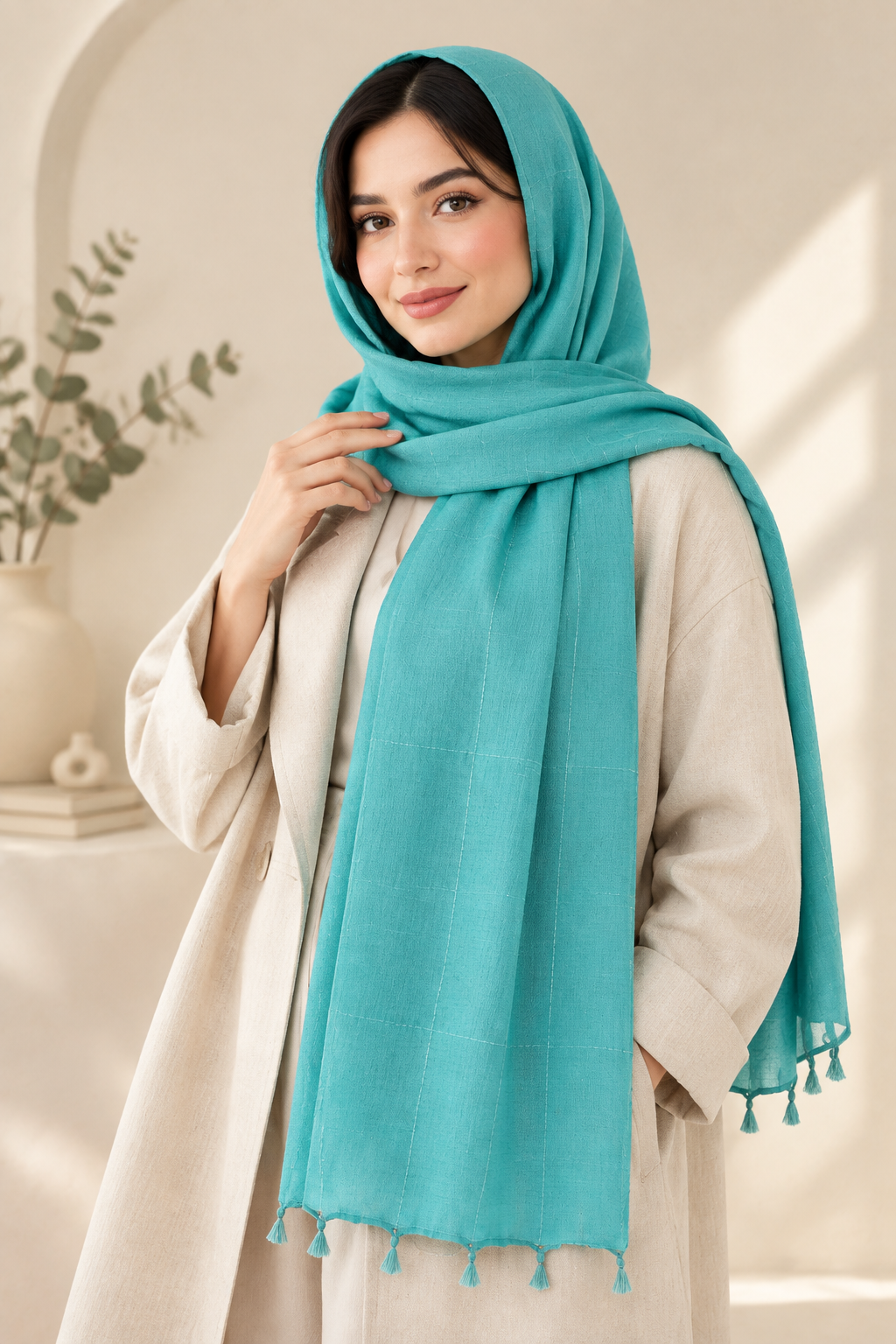 شال زنانه مدل چهارخونه مخمل