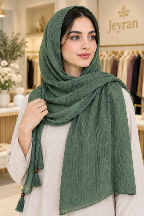 شال زنانه مجلسی نخ لمه مدل پلیسه ریز الیزه