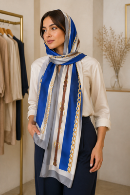 شال زنانه طرح زنجیر طلایی