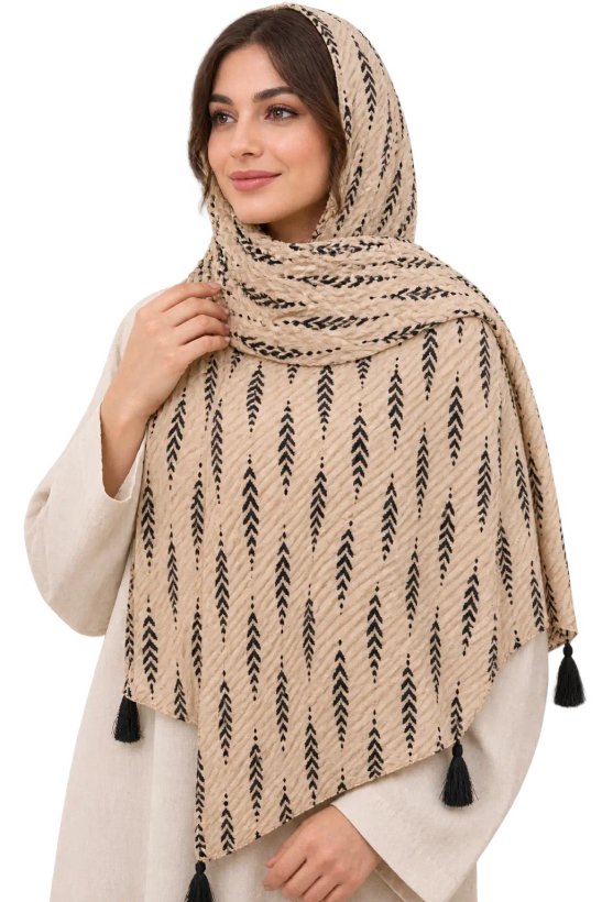 شال زنانه نخی طرح کاج