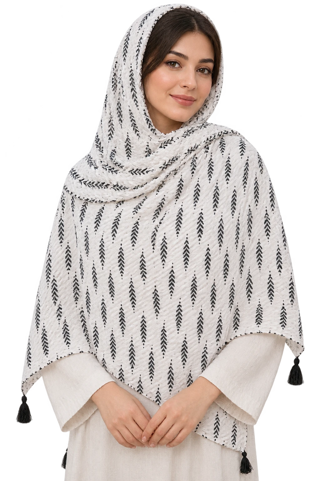 شال زنانه نخی طرح کاج