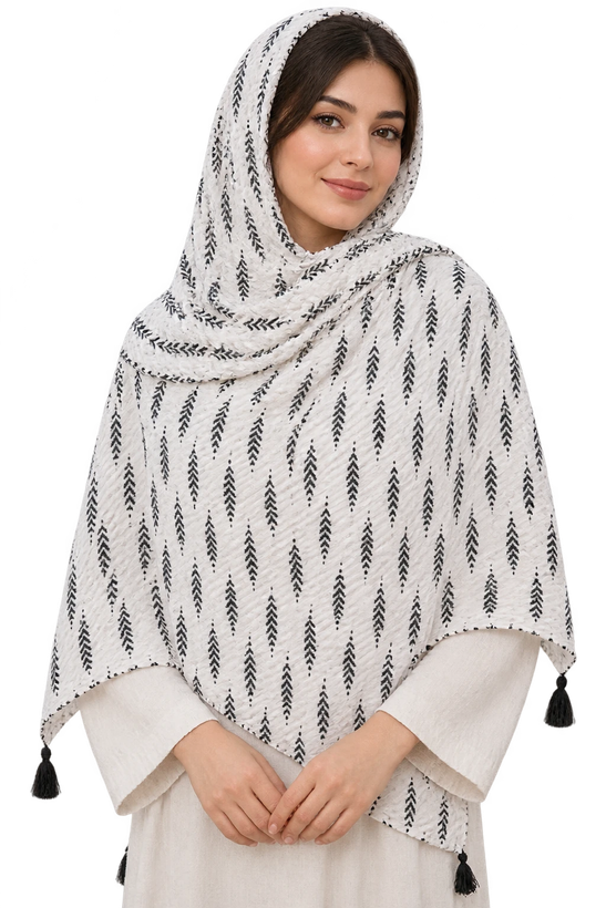 شال زنانه نخی طرح کاج