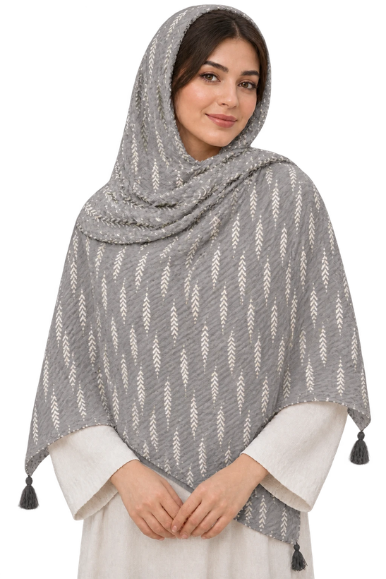 شال زنانه نخی طرح کاج