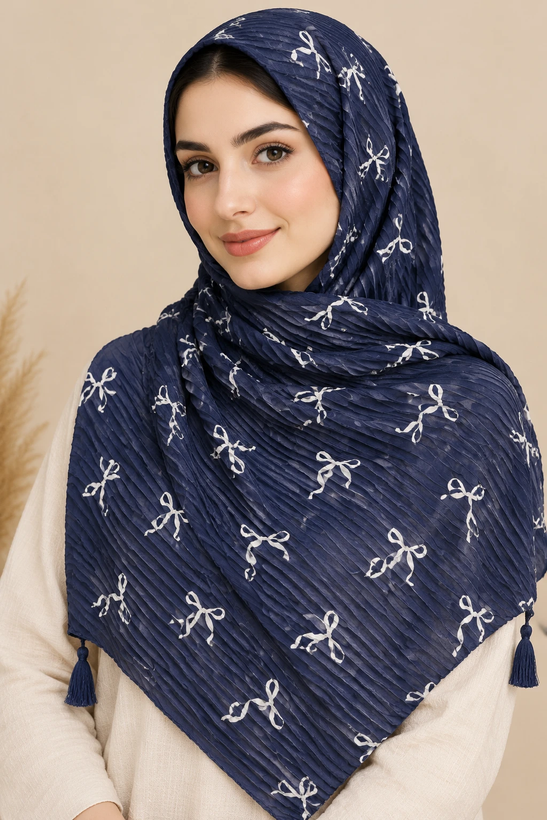 شال زنانه طرحدار مدل پاپیونی۲