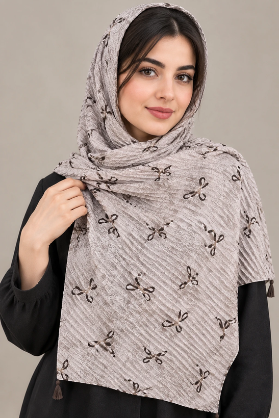 شال زنانه طرحدار مدل پاپیونی۲